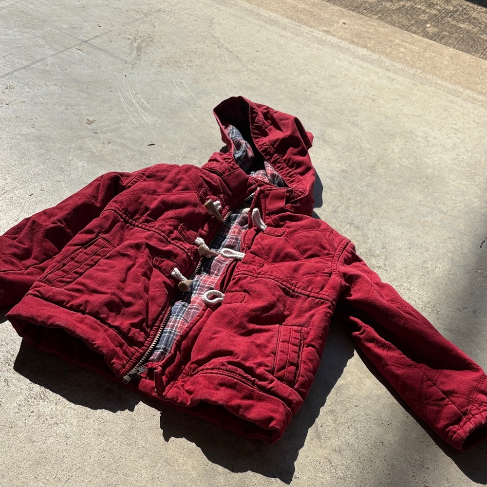 Kids Hooded Red Puffer Jacket
